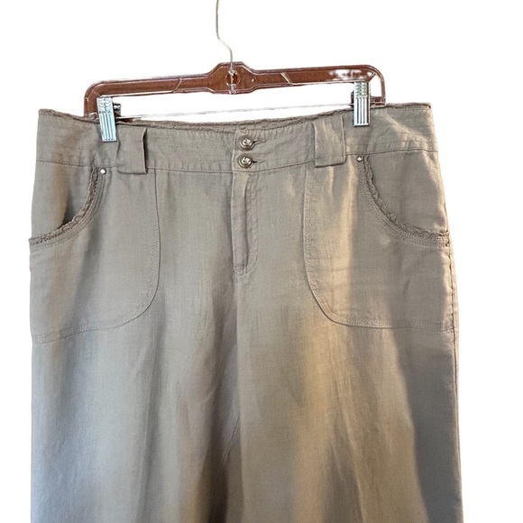 INC International Concepts Women's Beige 100% Linen Wide Leg Pants Size 12 - Picture 2 of 14